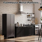 Bathroom Storage Cabinet Freestanding, 61" Tall Metal Cabinets with Doors and Shelves, Black Kitchen Pantry Cabinet, Utility Metal Locker Storage Cabinet for Garage, Home Office