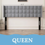 VECELO Headboard Queen Size, Linen Upholstered Headboards Only with Nailhead Trim Wingback, Square Stitched Design, Adjustable Height from 40" to 49.8", Light Grey