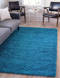 Unique Loom Solid Shag Collection Area Rug (4' 1" x 6' 1" Rectangle, Turquoise)