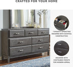 Signature Design by Ashley Caitbrook Contemporary 7 Drawer Dresser with Dovetail Construction, Weathered Gray