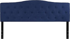 EMMA + OLIVER Tufted Upholstered King Size Headboard in Navy Fabric