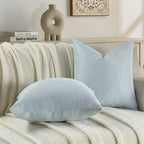 FUTEI Light Blue Chenille Throw Pillow Covers 20x20 Inch Set of 2,Soft Wide Chevron Textured Cushion Case,Farmhouse Home Decor for Couch Bed Living Room
