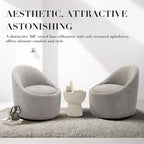 360° Swivel Accent Chair, Mid-Century Modern Chair with Hidden Storge, Small Swivel Chair with Arms for Living Room/Office-Light Grey