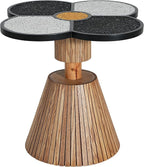 Christopher Knight Home Maven Four-Leaf Clover Side Table for Living Room, Modern Sofa End Table, Wooden Accent Table with Pedestal Base, Natural+Black+White
