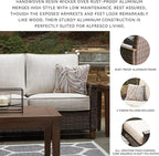 Signature Design by Ashley Paradise Trail Outdoor Loveseat with All Weather Cushions, Nuvella Weather Resistant Fabric, Medium Brown
