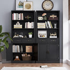 71.4" Tall Bookshelf with Drawers & Cabinet, 5-Tier Floor Standing Bookcase with Storage Doors, Adjustable Shelves & Metal Handles, 31.5" Wide Organizer for Home Office, Living Room