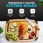 Dishwasher Safe Cutting Boards for Kitchen Set - Large Composite Wood Cutting Boards (14.5" x 11" & 11.7" x 9.3") Non-Slip & Juice Groove - Thin & Lightweight Eco-Friendly - Natural w Black Grooves