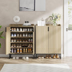 Tribesigns Shoe Cabinet with Doors,Natural 5 Tiers Shoe Storage Cabinet for Entryway, 25 Pairs Wooden Shoe Rack Cabinet, Modern Shoe Organizer Storage for Living Room, Bedroom, Hallway, Closet