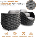 Metal Outdoor Conversation Sets: 5-Piece Aluminum Patio Furniture Set - Woven Rope Porch Sofa Set w/Coffee Table Cushions - Assembled Modern Lounge Couch for Deck Garden Yard Pool Hotel Resort