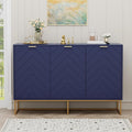 Scurrty 31.5'' Navy Blue Sideboard Cabinet, 3-Door Buffet with Adjustable Shelf & Herringbone Design, Versatile Storage Cabinet for Kitchen, Living Room & Entryway