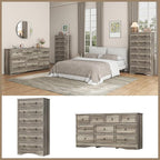 6 Drawer Dresser 52" Tall for Bedroom, Wood 6 Chest Drawers, Storage for Clothes, Narrow Large Drawers, Taupe Vintage, for Living Room, Bedroom, Hallway, Brownish Grey
