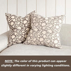 Foindtower Set of 2 Decorative Neutral Floral Throw Pillow Covers Accent Farmhouse Cushion Covers Boho Vintage Pillowcase for Couch Sofa Bedroom Living Room Home Decor,18×18 Inch,Brown