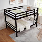 Full Over Full Bunk Bed with Thick Posts,Wooden Bunk Bed with High Guardrail and Ladder for Kids, Teens, Dorm Rooms, and Guest Rooms,No Box Spring Needed, Espresso