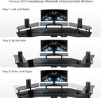 EUREKA ERGONOMIC Gaming Desk, Standing Desk w Keyboard Tray, 72" Wing Shaped Music Studio Table with LED Shelves, Gaming Recording Live Stream, Slot Design