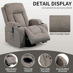 PELUMY Manual Lift Recliner Chair for Elderly with Massage & Heat, Oversized Heavy Duty 350 lbs Recliner with Cup Holders & USB Ports, Infinite Positioning Lift Chair for Adults (Linen Fabric, Brown)