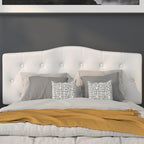BizChair Arched Button Tufted Upholstered Full Size Headboard in White Fabric