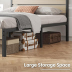 Full Bed Frame with Headboard and Footboard, with Under Bed Storage, All-Metal Support System, No Box Spring Needed, Easy Assembly, Beige