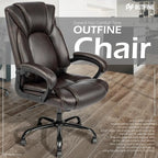 OUTFINE Office Chair Executive Office Chair Desk Chair Computer Chair with 5-Year hydrolysis-Resistant Leather Spring Cushion Ergonomic Support Tilting Function Upholstered in Bonded Leather (Brown)