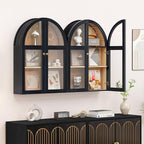Arched Bathroom Wall Cabinet, Arch Medicine Cabinet Wall Mounted with Acrylic Doors, Wall Over The Toilet Storage Cabinet with Adjustable Shelves for Laundry Room, Kitchen (Black)