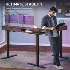 SANODESK 71" L Shaped Standing Desk with 4 Drawers, Height Adjustable Stand up Desk, Corner Gaming Desk with Monitor Stand, Black Frame/Rustic Brown Top