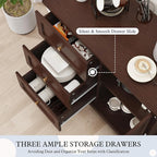 HLR Accent Cabinet with 3 Drawers and Door, Wooden Storage Cabinet with Shelves, Sideboard for Living Room, Entryway, Brown