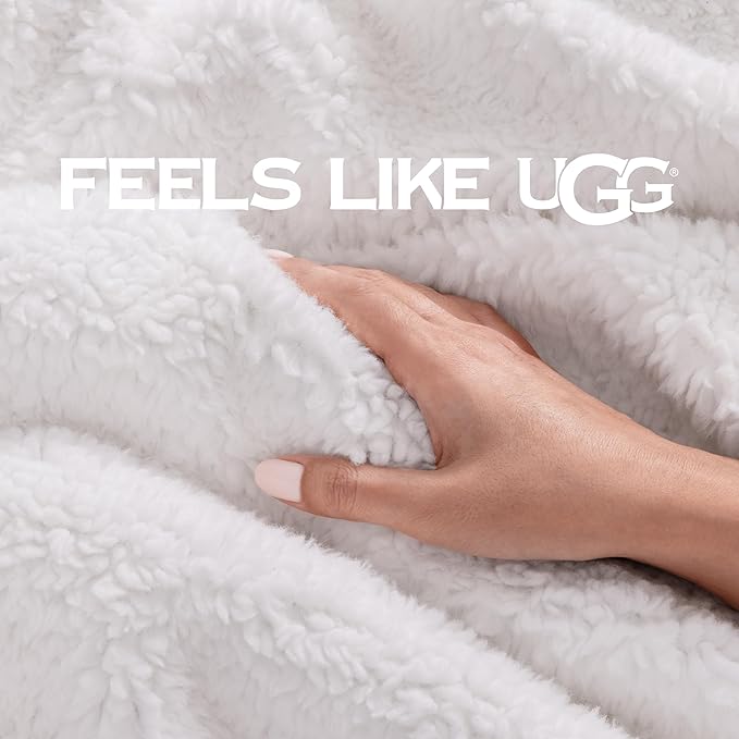 UGG Bliss Throw Blanket Plush Soft Fleece Fluffy Blankets for Bed or Couch Oversized Warm Reversible Machine Washable Medium Weight Home Decor Giftable Throw, 50-inch x 70-inch, Charcoal Grey