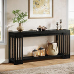 Tribesigns Farmhouse Console Table, 70.9-Inch Sofa Table Behind Couch with Vertical Stripe Legs, 2-Tier Entryway Accent Furniture for Living Room, Hallway, Entrance, Foyer, Black