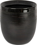 Creative Co-Op Embossed Textured Stoneware Planter, Matte Black