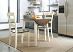 Signature Design by Ashley Woodanville Cottage 40" Round Drop Leaf Dining Table, Cream & Brown