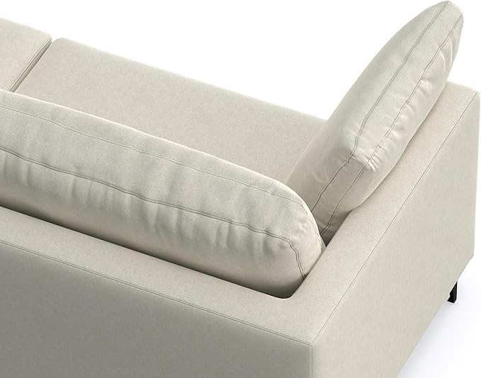 SIMPLIHOME Ava Sofa and Ottoman in 100% Recycled Polyester Performance Fabric, Cream, 76-inch-Wide 2-Seater Loveseat and Matching 36-inch-Wide Table Ottoman for Living Room, 2-Piece Set