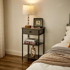 VECELO Tall End Table,Nightstand with Drawer and Adjustable Storage Shelf,27.6 inch Side Table for Living Room/Bedroom/Entryway Small Spaces