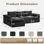 Modular Sectional Sofa, 107.5" L-Shaped Boneless Couch with Deep Seat, Modern Minimalist Upholstered Cloud Sectional Couch for Living Room Bedroom, No Assembly Required, Black Chenille