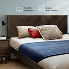 Acacia Alander Bed Frame Queen Size with High Headboard Solid Wood Platform Bed, Tall Headboard Natural Wood Bed Compatible with All Mattresses, Quick & Easy Assembly, No Box Spring Needed, Mocha
