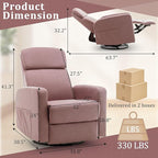 Power Swivel Recliner Chairs for Adults, Electric Glider Rocking Chair Nursery, Glider Recliner Nursery Chair with Classified Side Pocket, Nursery Rocking Chairs with USB and Type-C Ports
