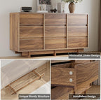 Walnut Dresser for Bedroom, 59" Wide 9 Drawer Dresser, Mid Century Modern Dressers Chest of Drawers, Wooden Large Dressers for Bedroom, Closet