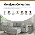 SIMPLIHOME Morrison Mid-Century Modern 89 inch Wide Sofa with Ottoman Set in Mist Grey Woven-Blend Fabric for the Living Room and Family Room