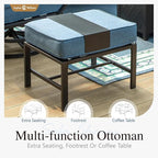 Sophia & William Patio Furniture Sets for 5 Outdoor Metal Conversation Sets 5 Pcs with 2 x Cushioned Swivel Sofa Chairs, 2 x Ottomans as Coffee Table, 1 x 3-Seat Sofa, Lawn Backyard Poolside Navy
