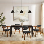 Art Leon Mid Century Dining Chairs - Set of 2 Faux Leather Upholstered Dining Chairs, Modern Swivel Dining Room Chairs Comfy Desk Chair No Wheels Accent Arm Chair for Kitchen Living Room Study, Black