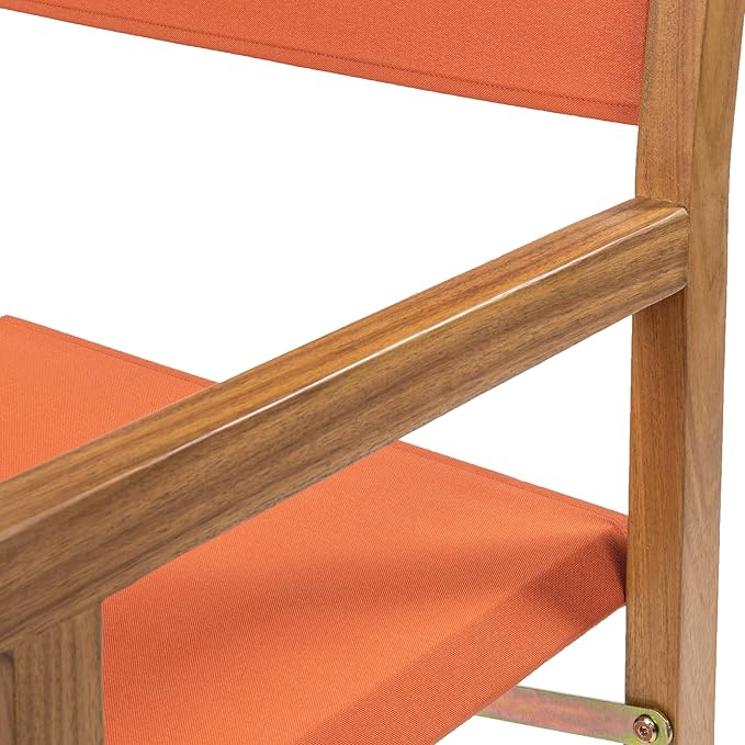 JONATHAN Y DRC1000C-SET2 Cukor Classic Vintage Outdoor Acacia Wood Folding Director Chair with Canvas Seat Classic, Vintage, Mid-Century, Modern, Traditional, Coastal, Orange/Teak Brown (Set of 2)