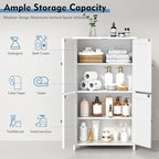 Shintenchi Bathroom Storage Cabinet with Doors and Shelves, Floor Cabinets for Washroom Furniture, Laundry Room, Organization with Adjustable Shelf, White