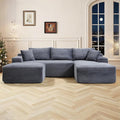 108 Inch Cloud Sectional Couch,Modern Modular Sectional Sofa with Deep Seat,Corduroy Boneless Couches with L-Shape Chaise for Living Room,No Assembly Required (Grey, Left Facing Chaise + Ottoman)