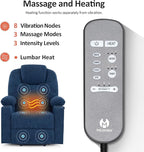 MCombo Power Lift Recliner Chair for Elderly, Lift Chair with Heat and Massage for Tall People, USB&Type C Ports, Extended Footrest, Cup Holders, Fabric 7516(Large,Admiral)