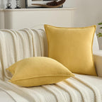 FUTEI Mustard Yellow Chenille Throw Pillow Covers 16x16 Inch Set of 2,Edges Double-Stitched Cushion Cases,Modern Home Decor for Couch Living Room