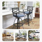Pellebant Set of 6 Outdoor Bar Stools 30", Aluminum Swivel Patio Bar Height Bar Stools with Back & Footrest, for Deck Lawn Garden(Spectrum Denim)