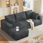 108” Cloud Sectional Couch, Modular Sectional Sofa with Deep Seat, Corduroy Boneless Couches with Chaise for Living Room Bedroom, No Assembly Required