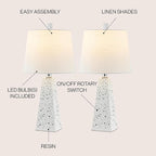 JONATHAN Y JYL1037B-SET2 Owen 20.5" Resin LED Table Lamp Contemporary, Office, Living Room, Family Room, Dining Room, Bedroom, Hallway, Foyer, White Terrazzo (Set of 2)