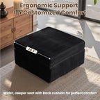 32.7'' Ottoman for Modular Sectional Sofa, Deep Seat Upholstered Footstool for Sofas Set, L/U/V Shaped Plush Corduroy Cloud Couch for Living Room Apartment, Black