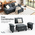 PHI VILLA Cloud Modular Couches Sets, 87.5" Sectional Loveseat Sofa with 1 Movable Ottoman, 3-Seater Comfy Couches for Living Room Apartment, Chenille Fabric, Dark Cyan