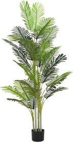Christopher Knight Home Alene Set of 2 78.5''H Artificial Tree Indoor, Artificial Palm Tree with Nursery Pot, Tropical Style Faux Tree with Black Plastic Pot, Artificial Plant for Home Decor, Green