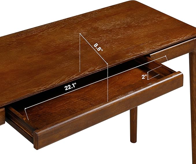 NTC Mingle 47-Inch Console Table, Modern Solid Wood Entryway Table with Hidden Drawer, Waterproof & Heat Resistant, Narrow Table for Hallway, Living Room & Foyer, Dark Walnut